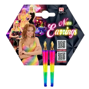 Par de pendientes, cono remolino multicolor neón