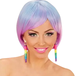 Par de pendientes, cono remolino multicolor neón