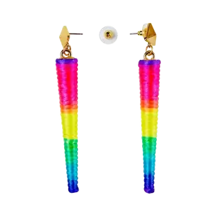 Par de pendientes, cono remolino multicolor neón