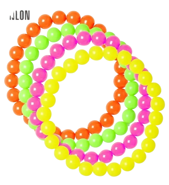 Juego de 4 pulseras de perlas fluorescentes