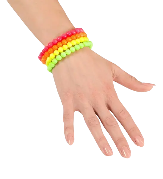 Juego de 4 pulseras de perlas fluorescentes