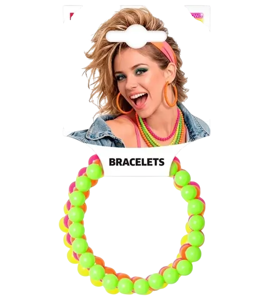 Juego de 4 pulseras de perlas fluorescentes