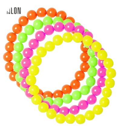 Juego de 4 pulseras de perlas fluorescentes