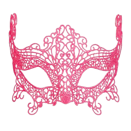 Máscara de lobo de encaje rosa neón
