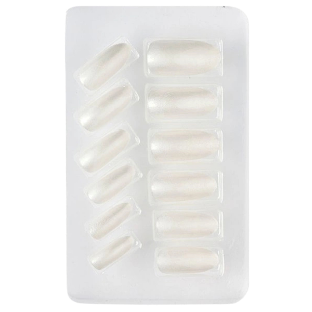 Uñas postizas fluorescentes blancas - Juego de 12