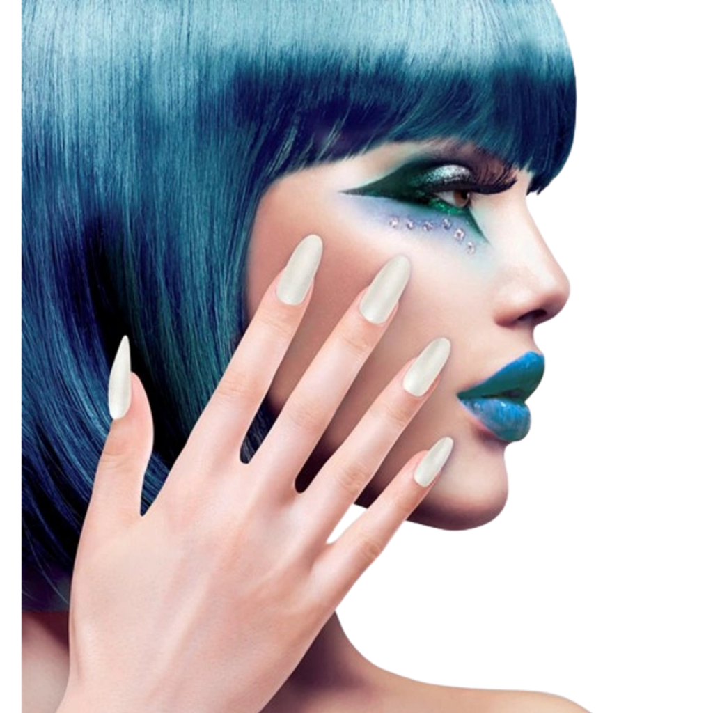 Uñas postizas fluorescentes blancas - Juego de 12