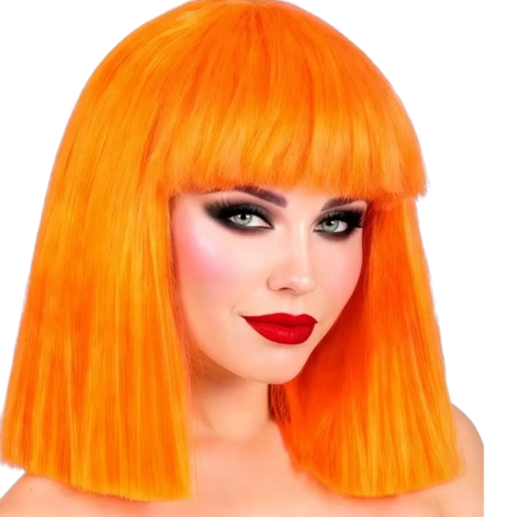 Peluca de corista naranja fluorescente