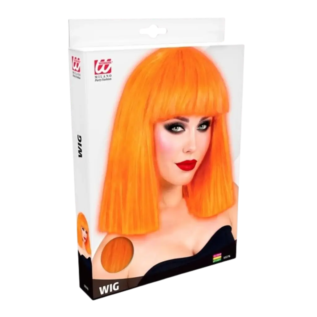 Peluca de corista naranja fluorescente