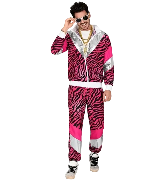 Disfraz de chándal rosa y negro fluorescente - S