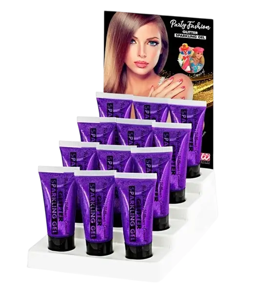 Gel de purpurina violeta para cuerpo y rostro