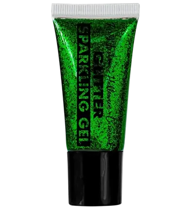Gel corporal y facial con purpurina verde