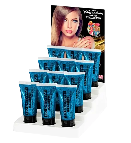 Gel azul con purpurina para cuerpo y cara