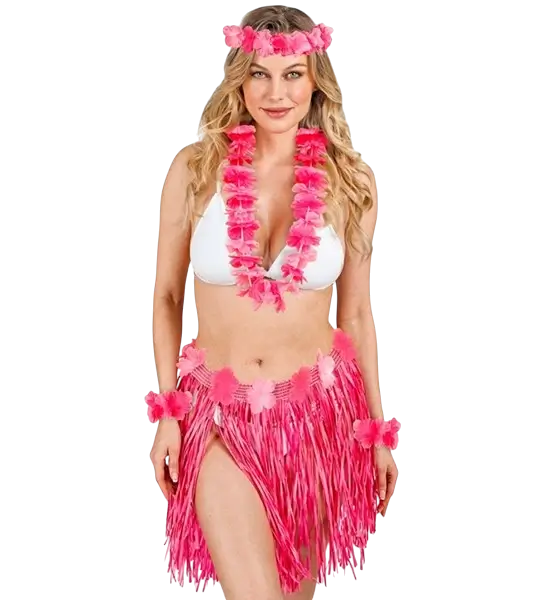 Kit de disfraces hawaiano rosa