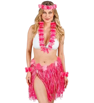 Kit de disfraces hawaiano rosa