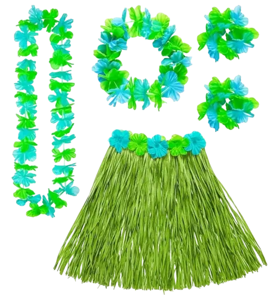 Kit de disfraces hawaiano verde