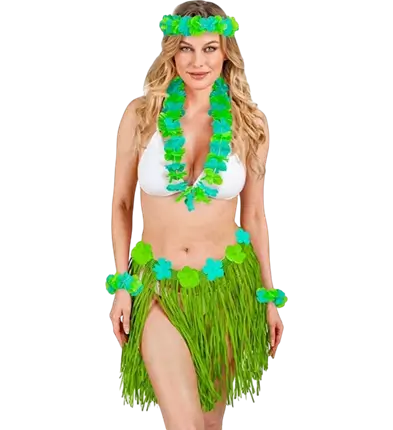 Kit de disfraces hawaiano verde