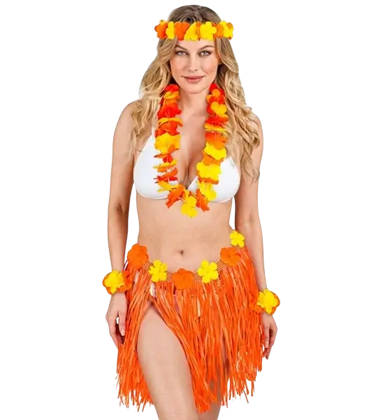 Kit de disfraces hawaiano naranja