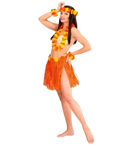 Kit de disfraces hawaiano naranja