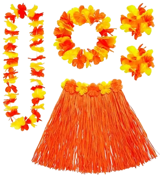 Kit de disfraces hawaiano naranja