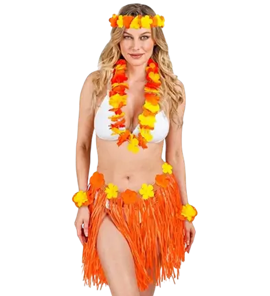 Kit de disfraces hawaiano naranja