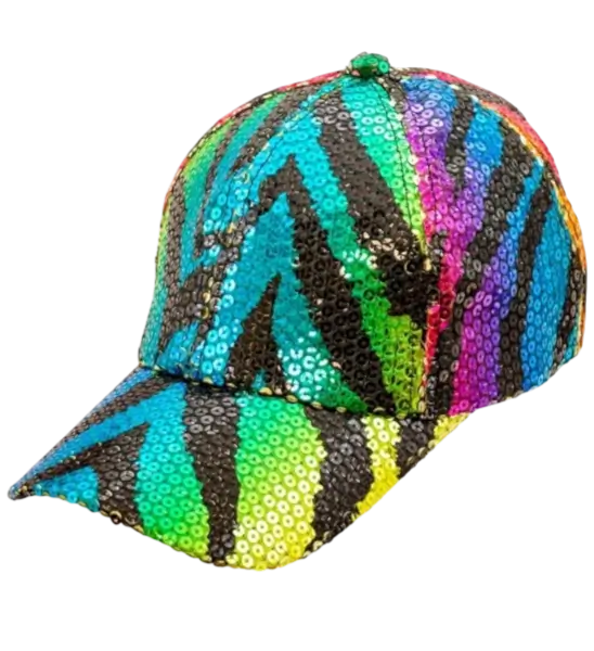 Gorra de lentejuelas, motivo tigre multicolor