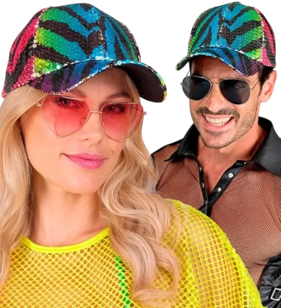 Gorra de lentejuelas, motivo tigre multicolor