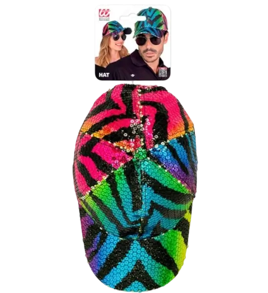 Gorra de lentejuelas, motivo tigre multicolor
