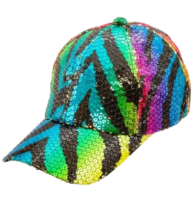 Gorra de lentejuelas, motivo tigre multicolor