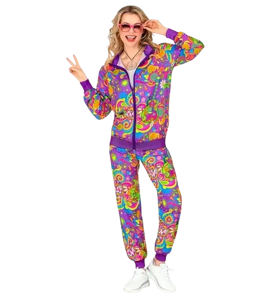 Mono hippie flower power fluorescente - L