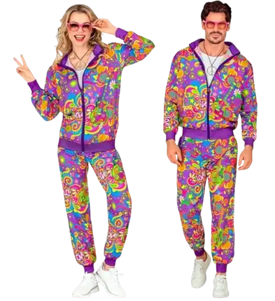 Mono hippie flower power fluorescente - L