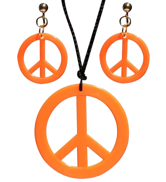 Pendientes y collar hippie naranja fluorescente