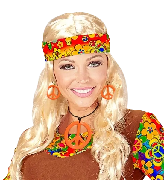 Pendientes y collar hippie naranja fluorescente