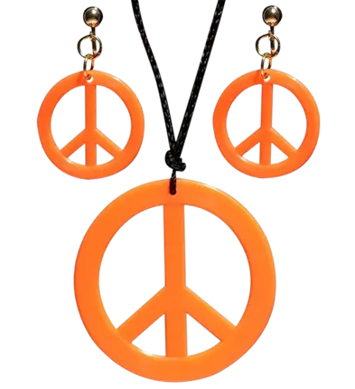 Pendientes y collar hippie naranja fluorescente