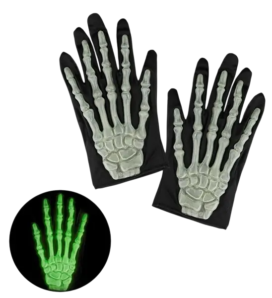 Par de guantes de esqueleto fosforescentes