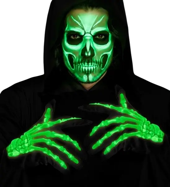 Par de guantes de esqueleto fosforescentes