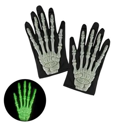 Par de guantes de esqueleto fosforescentes