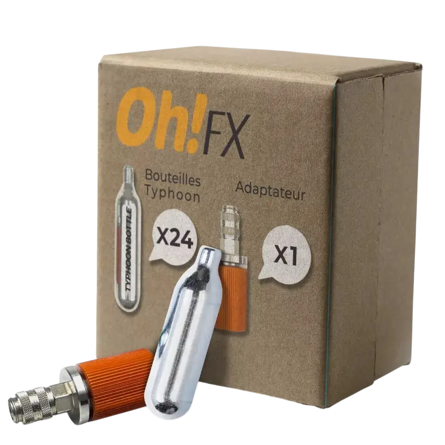 OhFx® Adaptador y botellas Typhoon para Typhoon Gun - Lote de 24