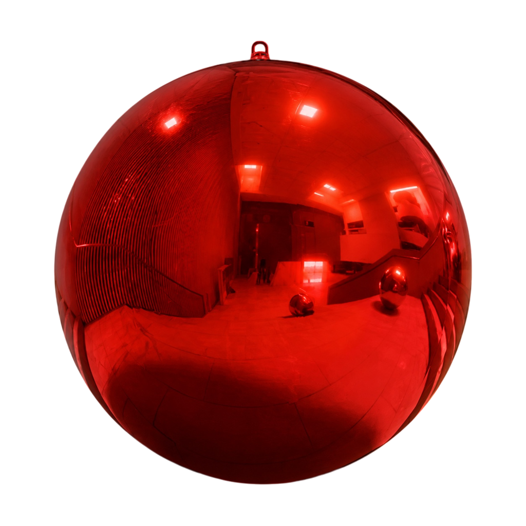 Esfera inflable con efecto espejo roja de 120 cm – Decoración reutilizable