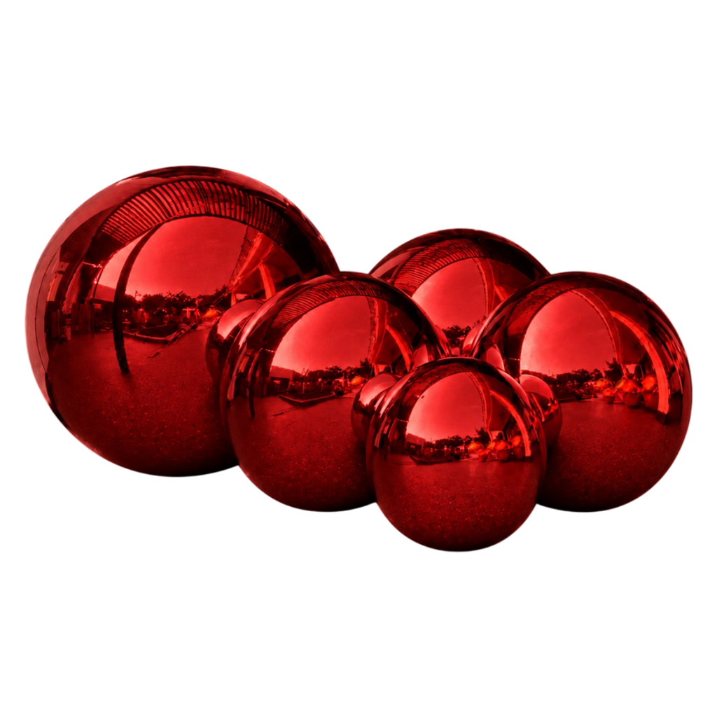 Esfera inflable con efecto espejo roja de 120 cm – Decoración reutilizable