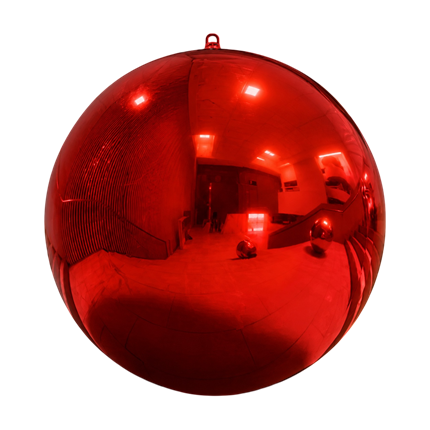 Esfera inflable con efecto espejo roja de 120 cm – Decoración reutilizable