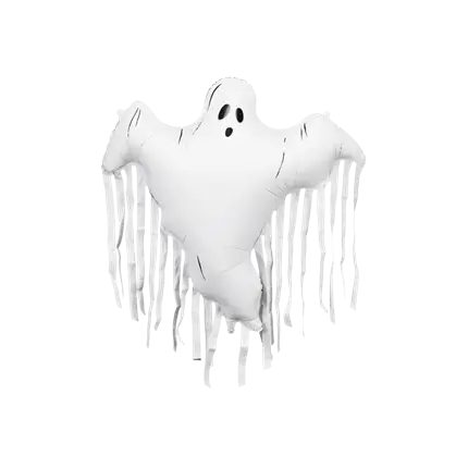 Globo de aluminio «Fantasma» con flecos, 93 x 86 cm – Decoración de Halloween
