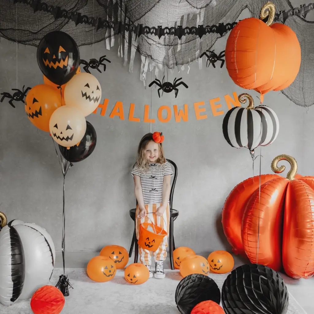 Globo de aluminio con forma de calabaza 3D gigante, 90 x 90 cm – Decoración de Halloween