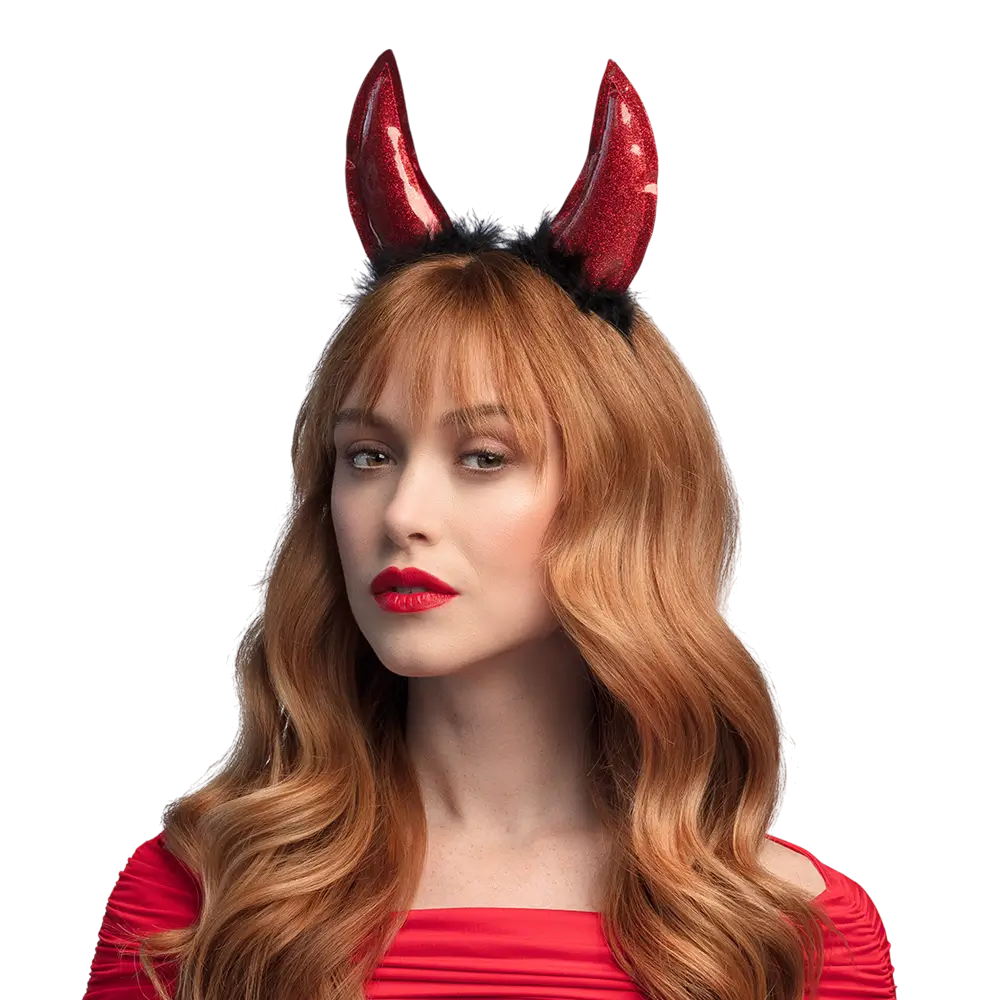 Diadema de diablesa roja – Cuernos de diablo para Halloween
