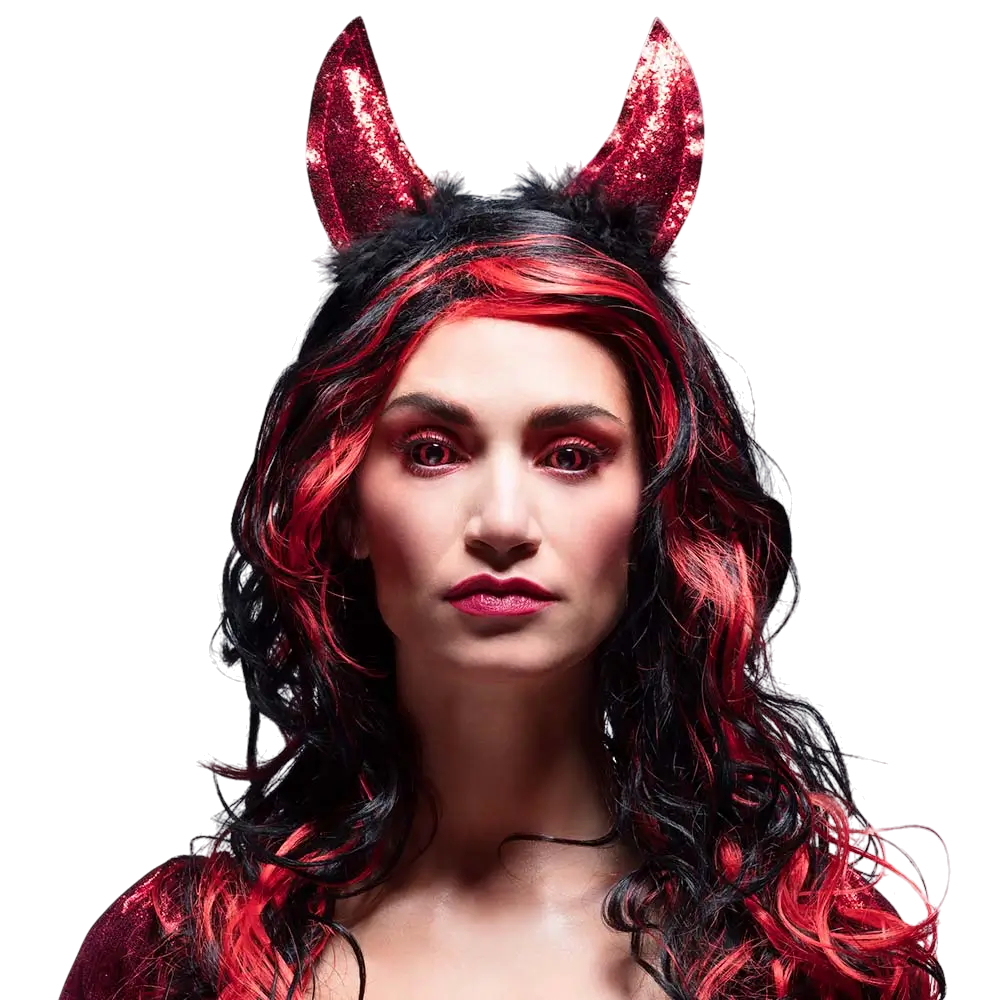 Diadema de diablesa roja – Cuernos de diablo para Halloween