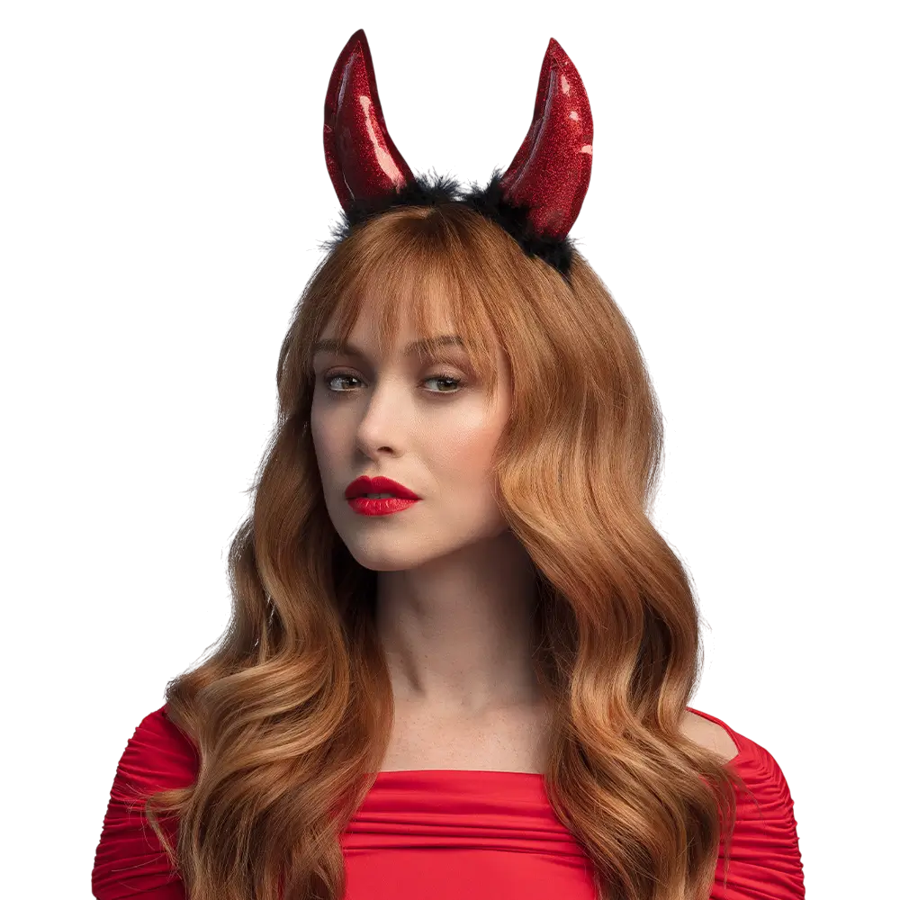Diadema de diablesa roja – Cuernos de diablo para Halloween