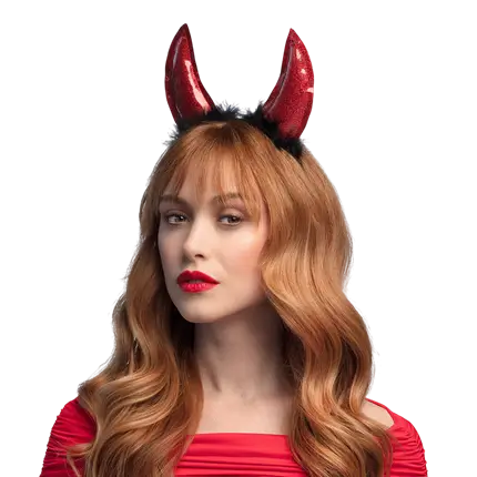 Diadema de diablesa roja – Cuernos de diablo para Halloween
