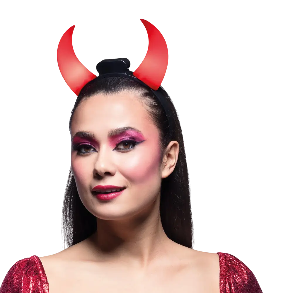 Diadema con cuernos de diablo luminosos LED – Accesorio de Halloween