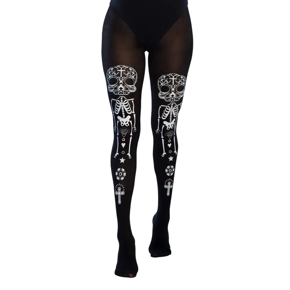 Medias con estampado de esqueleto del Día de los Muertos – Halloween