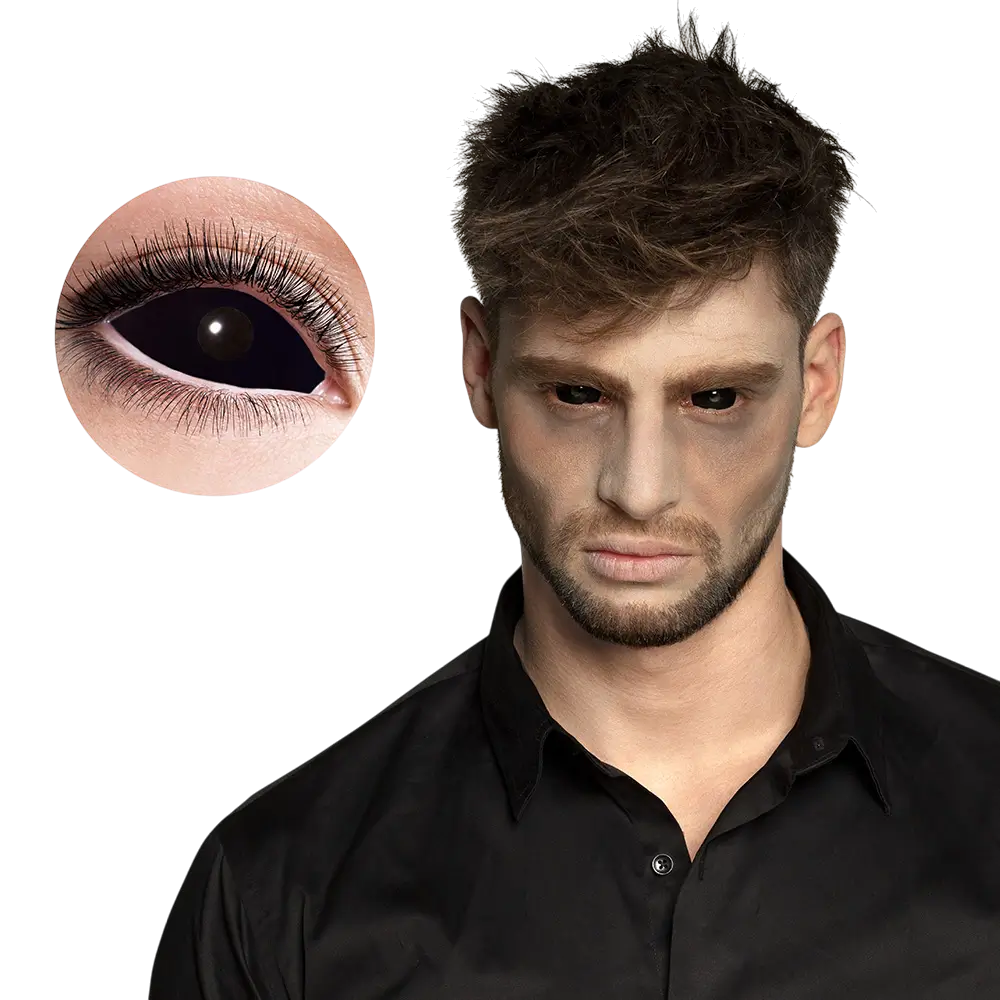 Lentes de contacto «Ojos negros de muerto viviente» – Lentes de contacto de Halloween