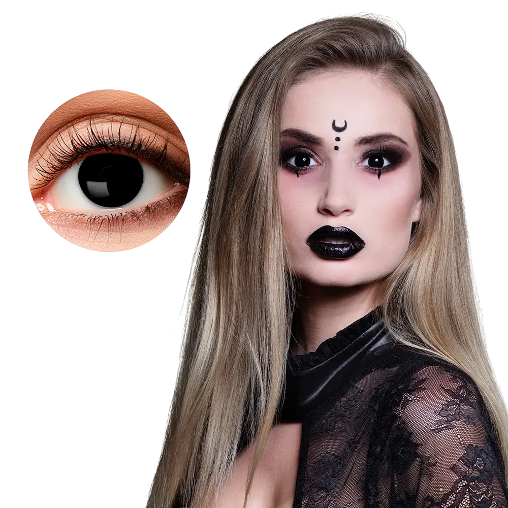 Lentes de contacto «Ojos negros de bruja» – Lentes de contacto de Halloween
